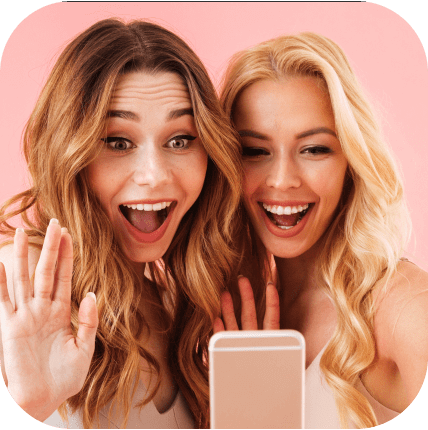 Two joyful users experiencing high-quality video chat on Mixu